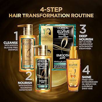 L'OREAL PARIS ELVIVE Extraordinary Oil Hair Treatment Deep Nourish Steam Sleek Mask - Volare Makeup
