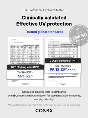 COSRX Ultra-Light Invisible Sunscreen SPF50 PA++++ - Volare Makeup