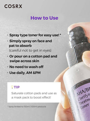 COSRX AHA/BHA Clarifying Treatment Toner - Volare Makeup