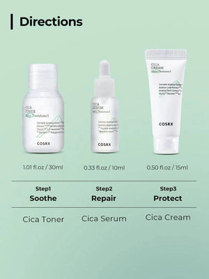COSRX CICA-7 RELIEF KIT- 3 step - Volare Makeup
