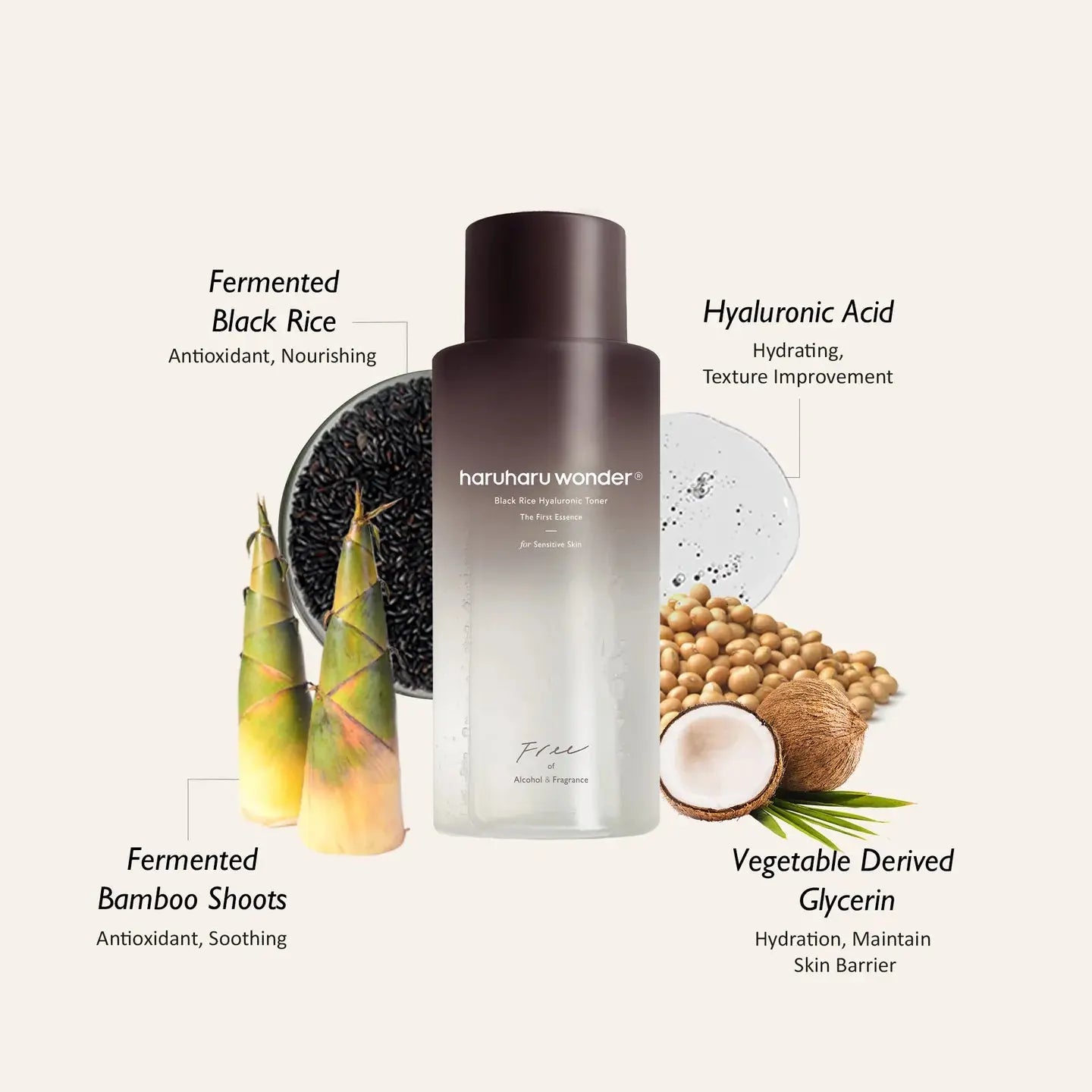 haruharu wonder BLACK RICE hyaluronic toner 300ml - Volare Makeup