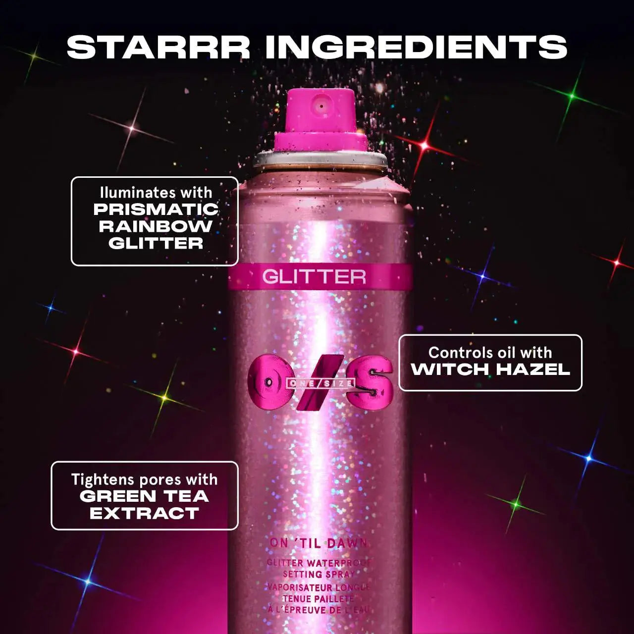 ONE/SIZE by Patrick Starrr On 'Til Dawn Mattifying Glitter finish Waterproof Setting Spray - Volare Makeup
