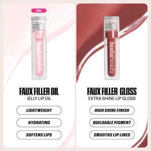 HUDA BEAUTY Faux Filler Ultra-Hydrating Tinted Jelly Lip Oil - Volare Makeup