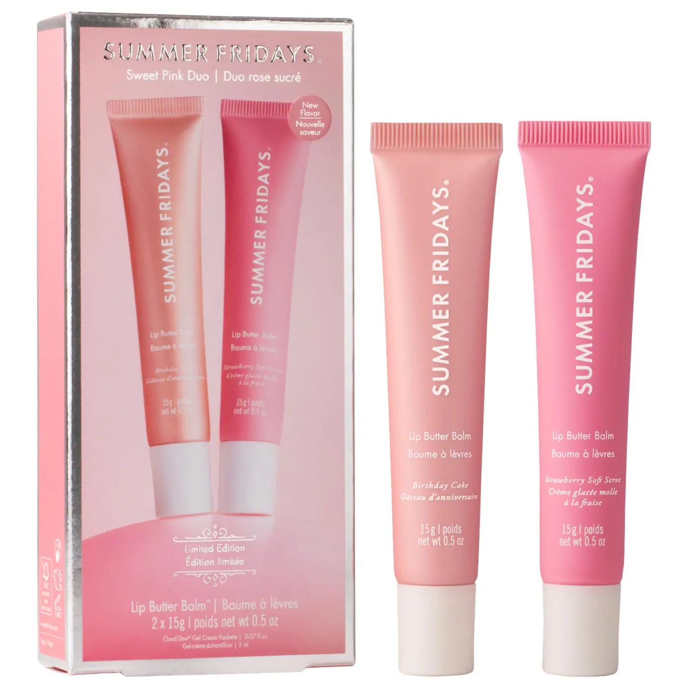 Summer Fridays Sweet Pink Duo with Birthday Cake + Strawberry Soft Serve Lip Butter Balm - Volare Makeup