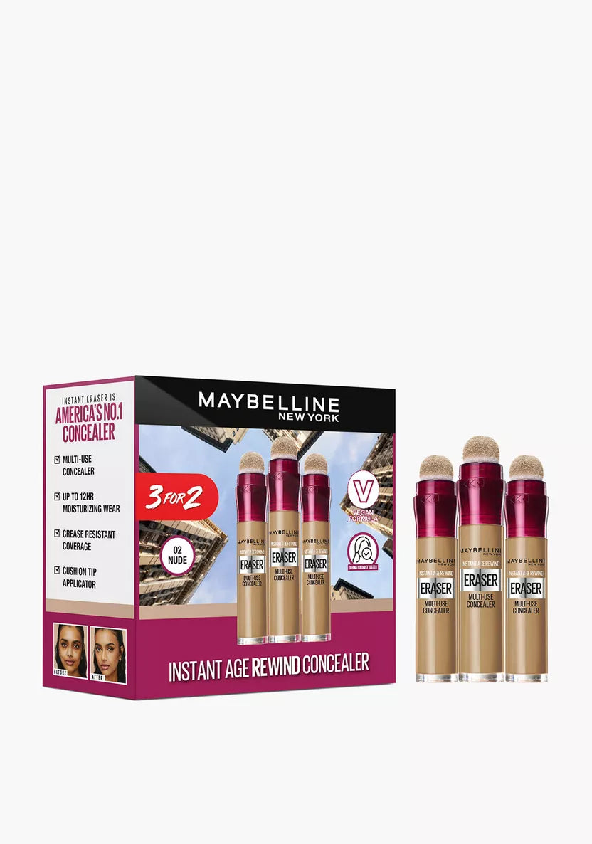 Maybelline New York Instant Age Rewind Eraser Concealer Concealer Volare Makeup Set of 3 02 - Nude  