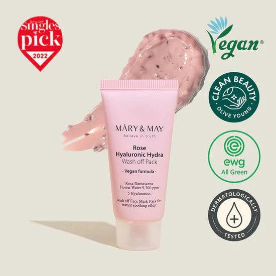 Mary&May Rose Hyaluronic Hydra Wash Off Pack - Volare Makeup