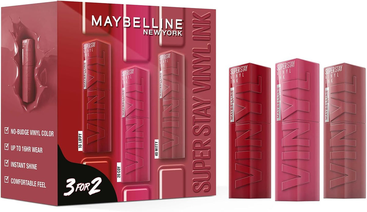 Maybelline New York Super Stay Vinyl Ink Liquid Lipstick set Liquid lipstick Volare Makeup   