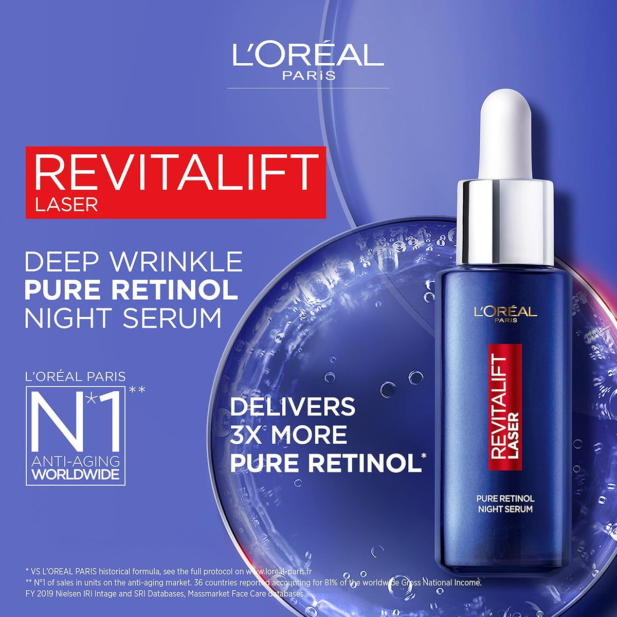 L'Oreal Paris Pure Retinol Serum Revitalift Laser Skincare serum Garnier   