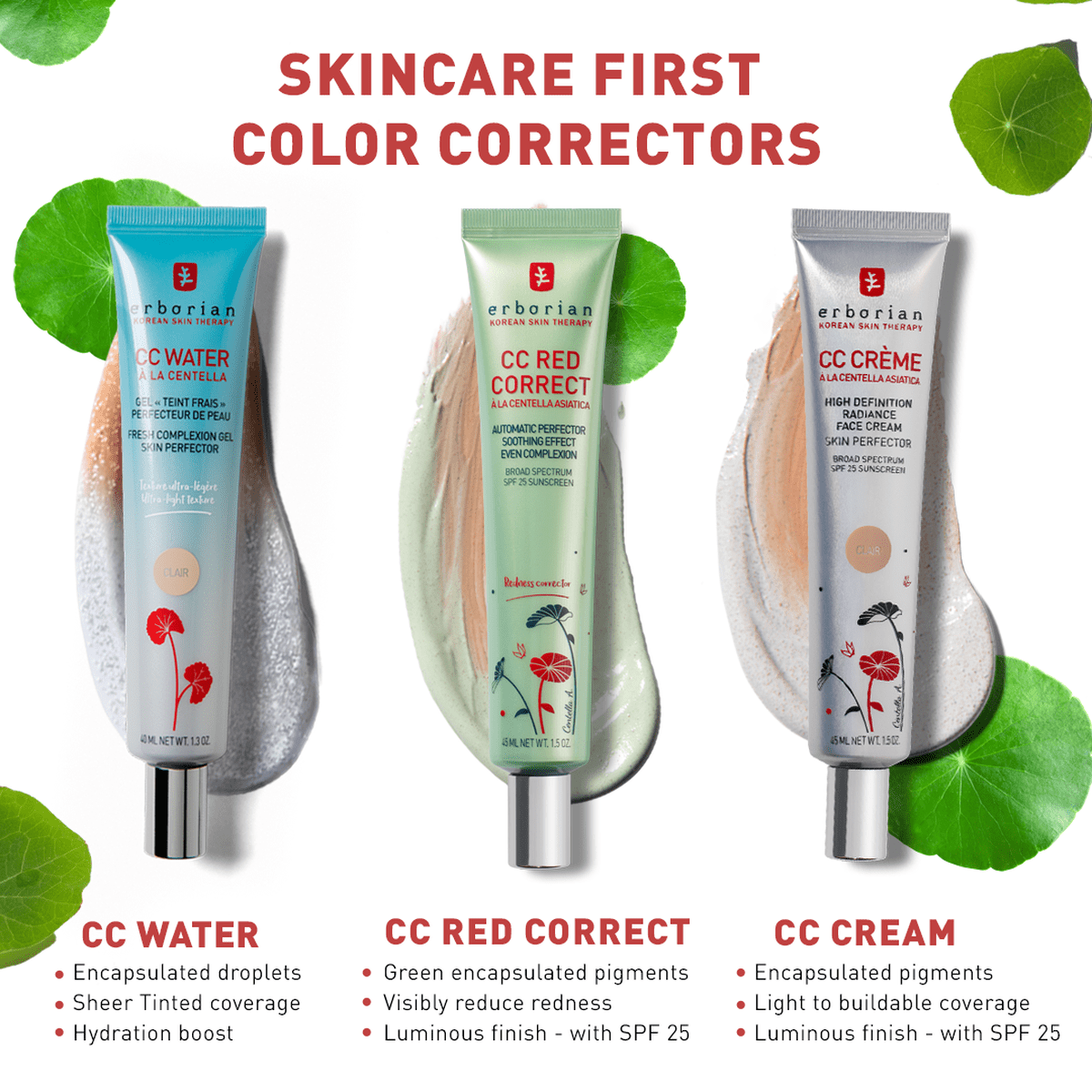 Erborian Trail size CC Cream buildable tinted color corrector with SPF 25 - Volare Makeup