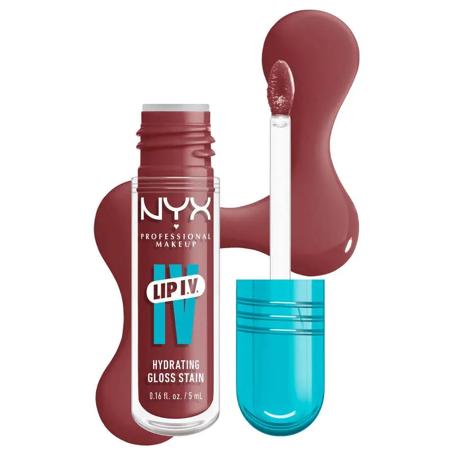 NYX Professional Makeup Lip I.V. Hydrating Lip Gloss Stain NYX Lip Gloss Stain Volare Makeup 02-Hydra-Honey-Cool-toned-nude Lip Gloss Stain