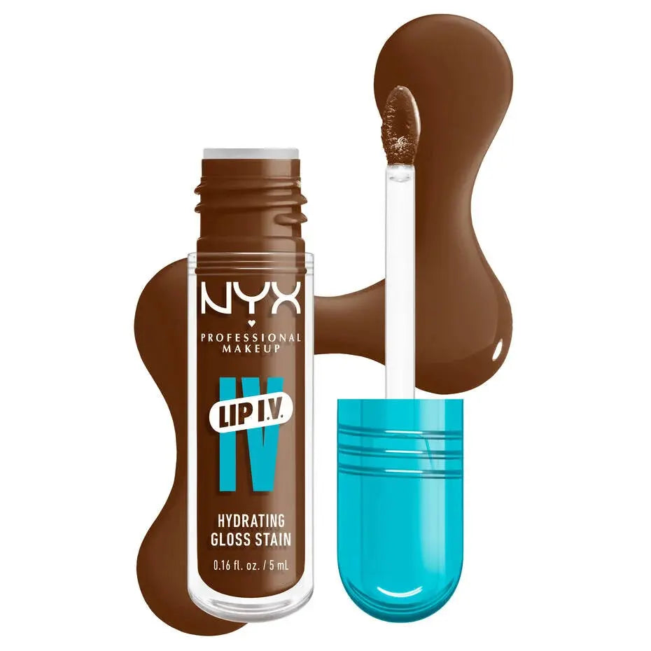 NYX Professional Makeup Lip I.V. Hydrating Lip Gloss Stain NYX Lip Gloss Stain Volare Makeup 04-Cocoa-Quench-Caramel Lip Gloss Stain