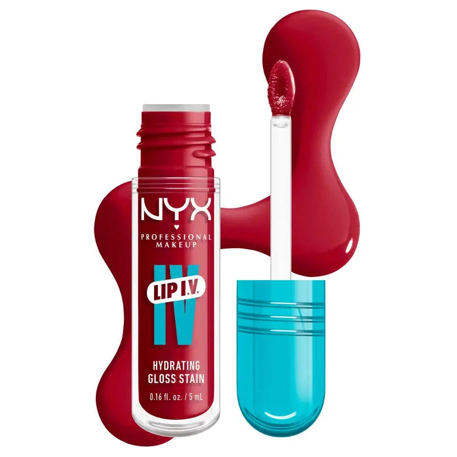 NYX Professional Makeup Lip I.V. Hydrating Lip Gloss Stain NYX Lip Gloss Stain Volare Makeup 11-Red-y.Set.Wet-Candy-red Lip Gloss Stain