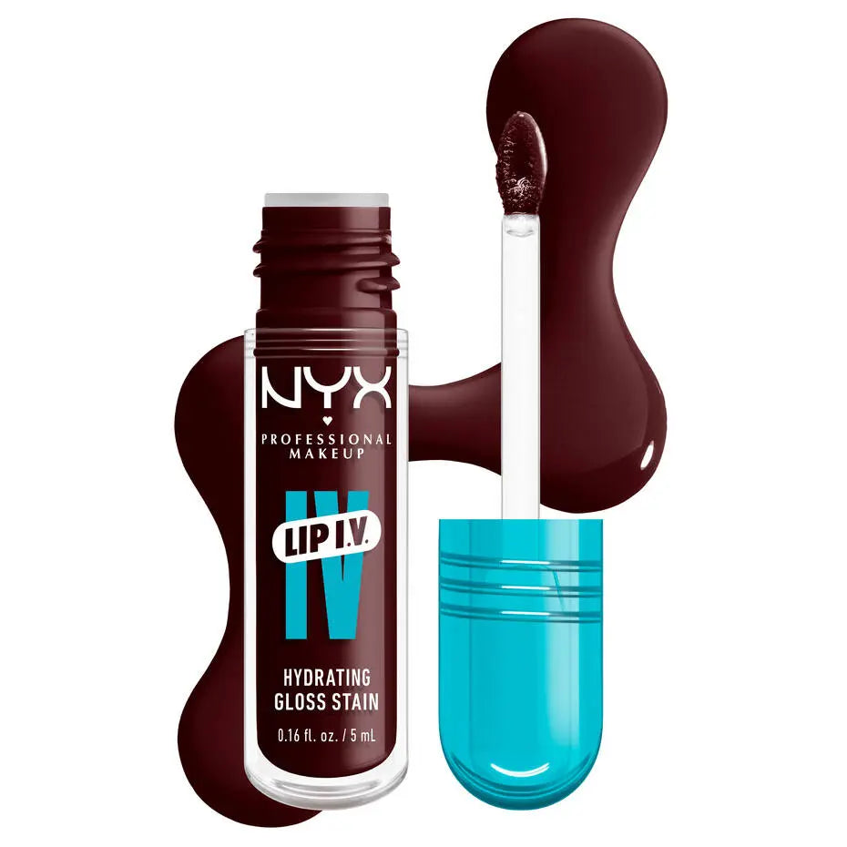 NYX Professional Makeup Lip I.V. Hydrating Lip Gloss Stain NYX Lip Gloss Stain Volare Makeup 15-Water-Bout-Wine-Spiced-wood Lip Gloss Stain