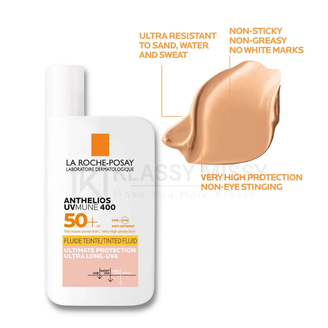 La Roche-Posay Anthelios UVmune 400 Tinted Fluid Sunscreen, SPF 50+ 50ml Sunscreen Volare Makeup   