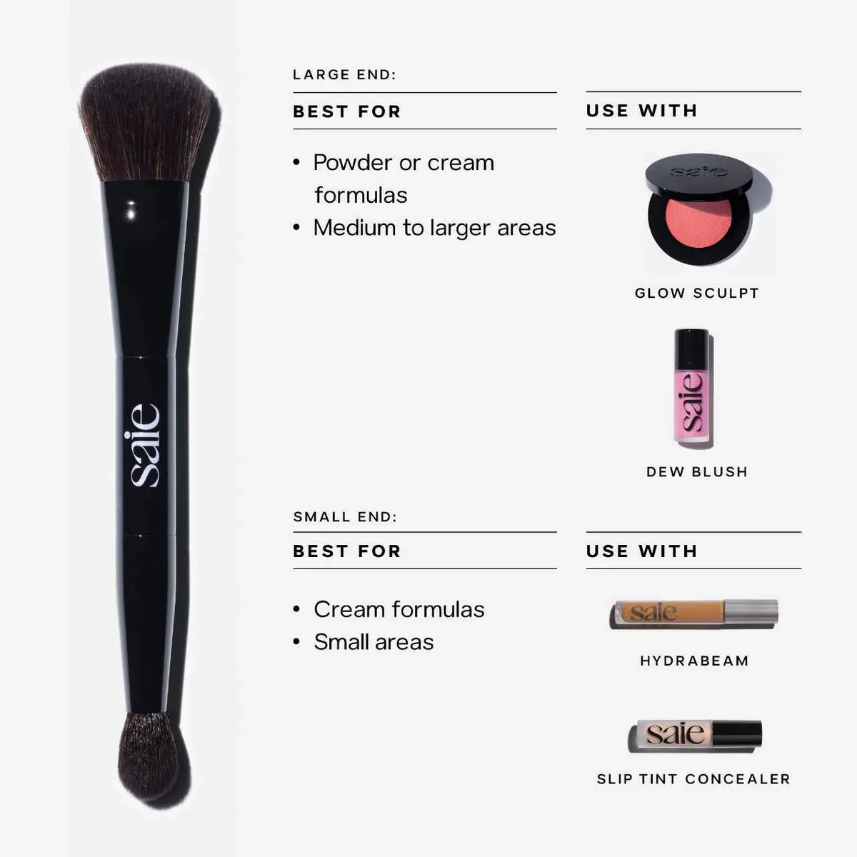 Saie The Double-Ended Sculpting Brush Saie Brushes Volare Makeup  Brushes