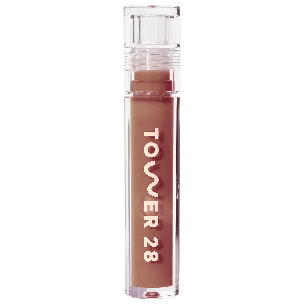 Tower 28 Beauty ShineOn Lip Jelly Non-Sticky Gloss Lipgloss Volare Makeup Almond - semi-sheer milky chocolate  