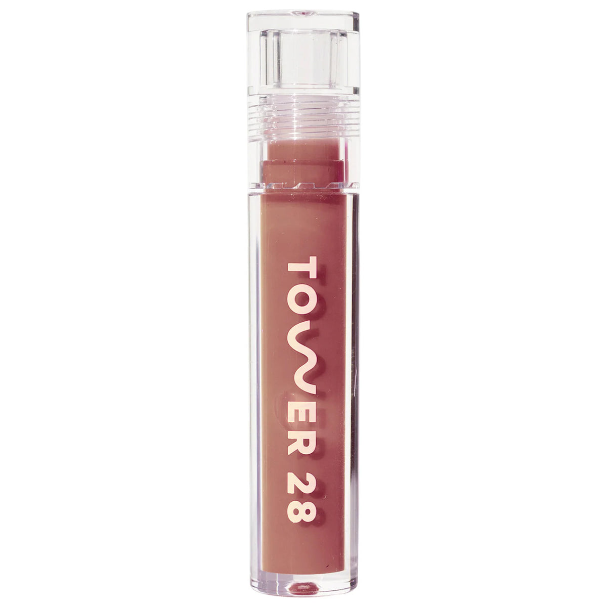 Tower 28 Beauty ShineOn Lip Jelly Non-Sticky Gloss Lipgloss Volare Makeup Cashew - semi-sheer milky rosy brown  
