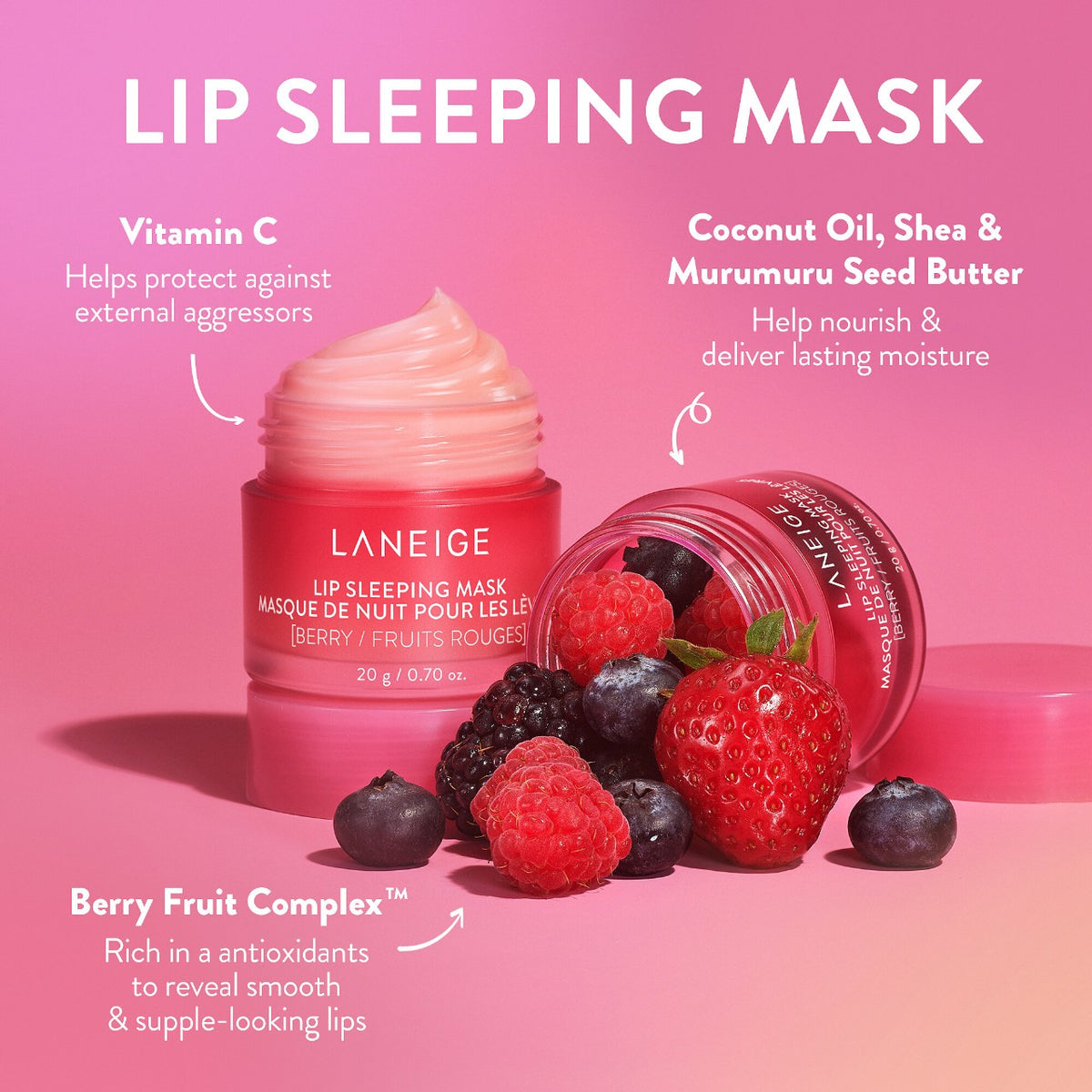 LANEIGE Lip Sleeping Mask Pink Lemonade Swirl Lip mask Volare Makeup   