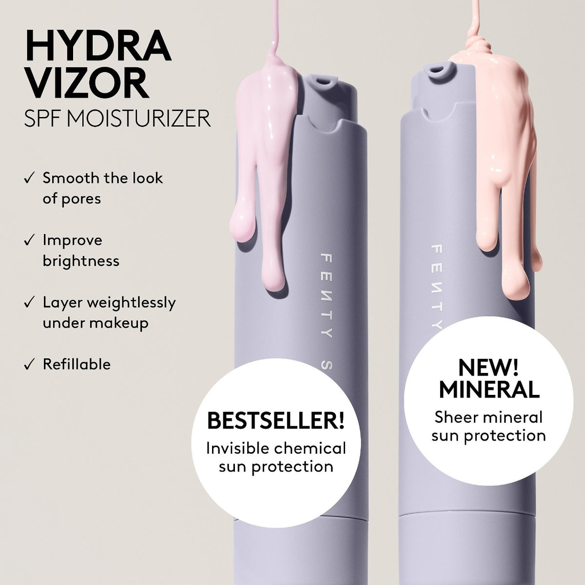 Fenty Skin Hydra Vizor Mineral SPF 30 Refillable Moisturizer  Volare Makeup   