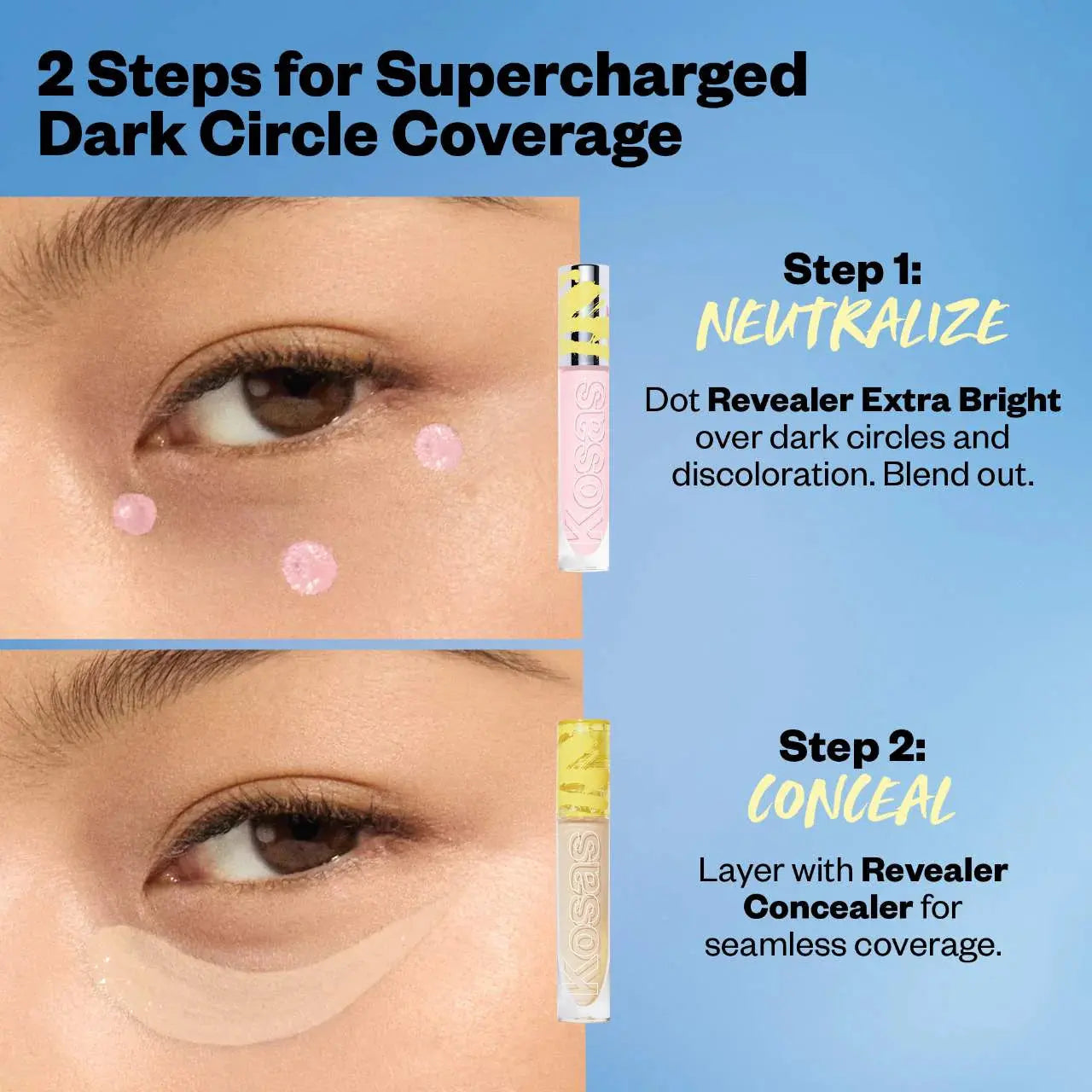 Kosas Revealer Extra Bright Serum-Powered Color Correctors for Dark Circles - Volare Makeup