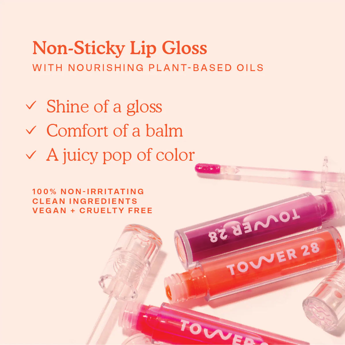 Tower 28 Beauty ShineOn Lip Jelly Non-Sticky Gloss Lipgloss Volare Makeup   