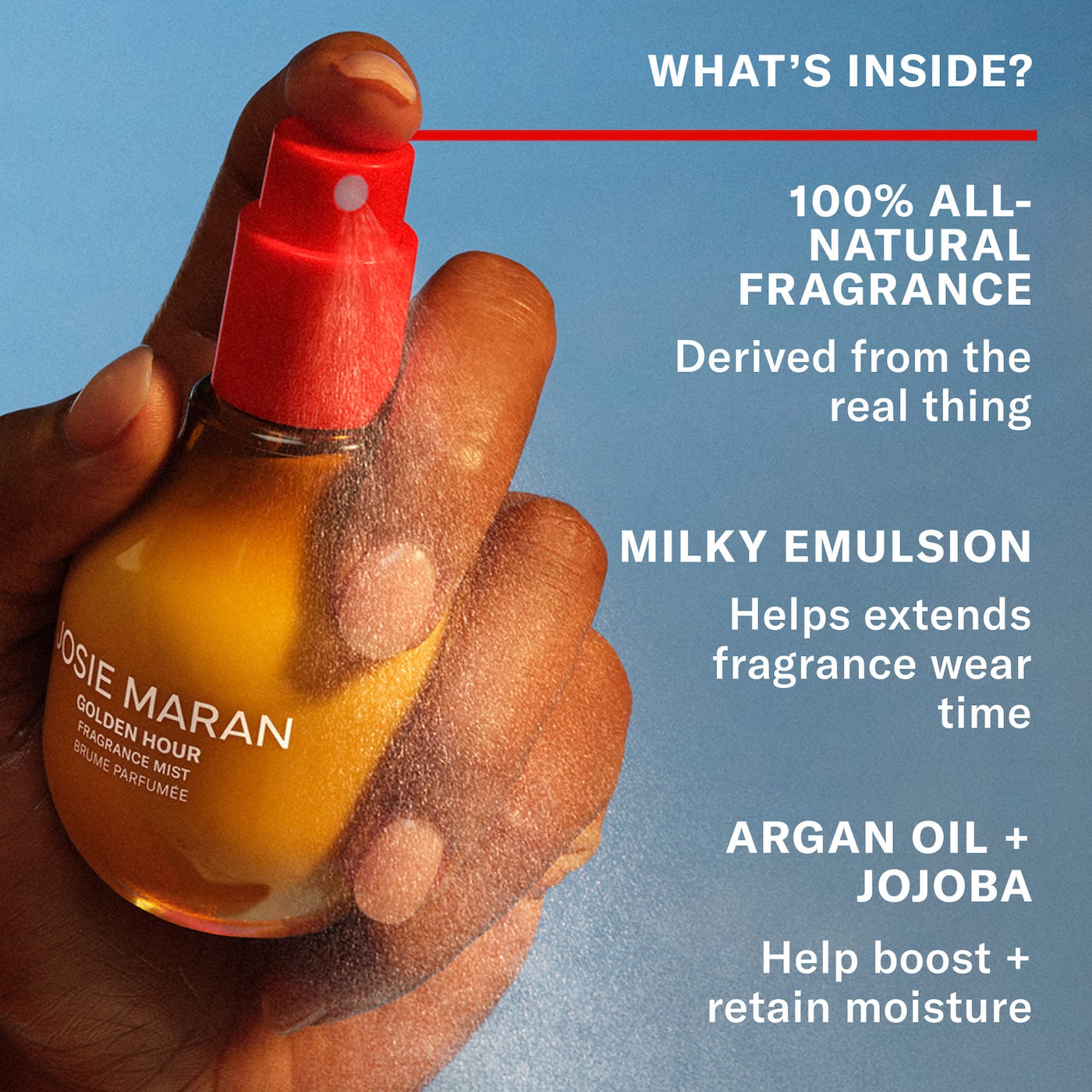 Josie Maran Golden Hour - Body + Hair Fragrance Mist with 100% Natural Scents - Volare Makeup