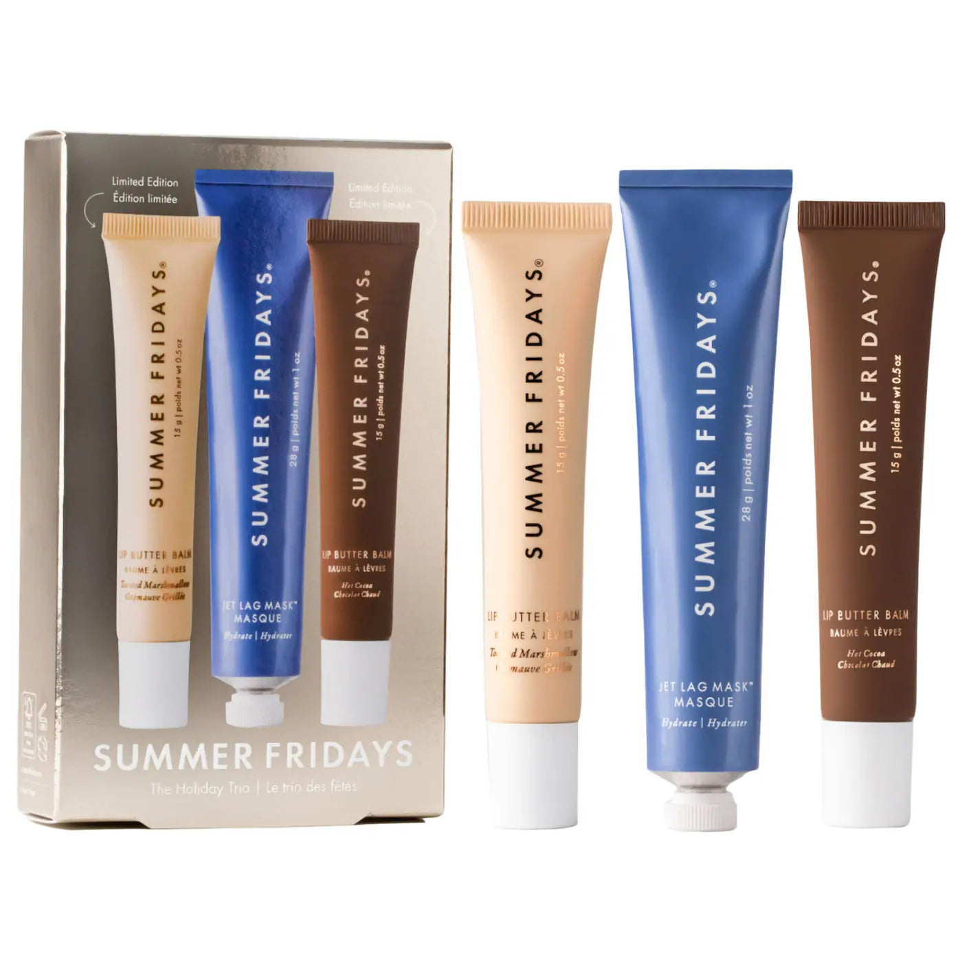 Summer Fridays The Holiday Trio Set Lip Butter Balm in Hot Cocoa & Toasted Marshmallow