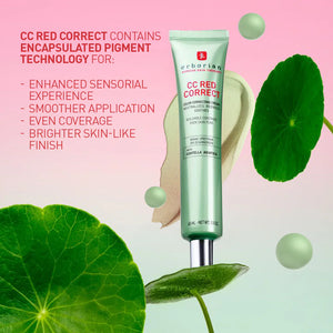 Erborian  CC Red Correct Green Color-Corrector SPF 25 to Cover Redness, with Korean Centella Asiatica Extract - Volare Makeup