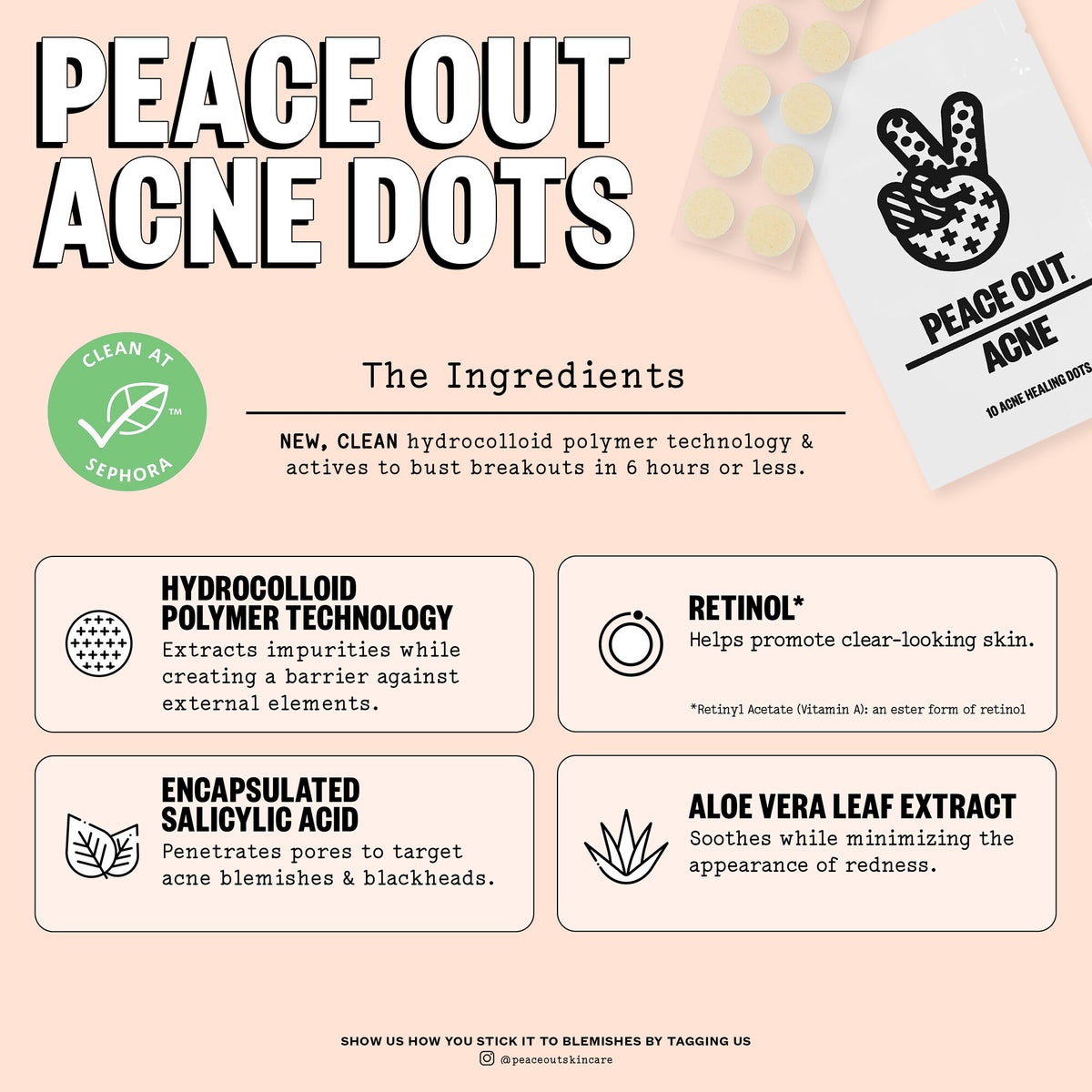 Peace Out Salicylic Acid Acne Healing Dots Acne healing dots Volare Makeup   