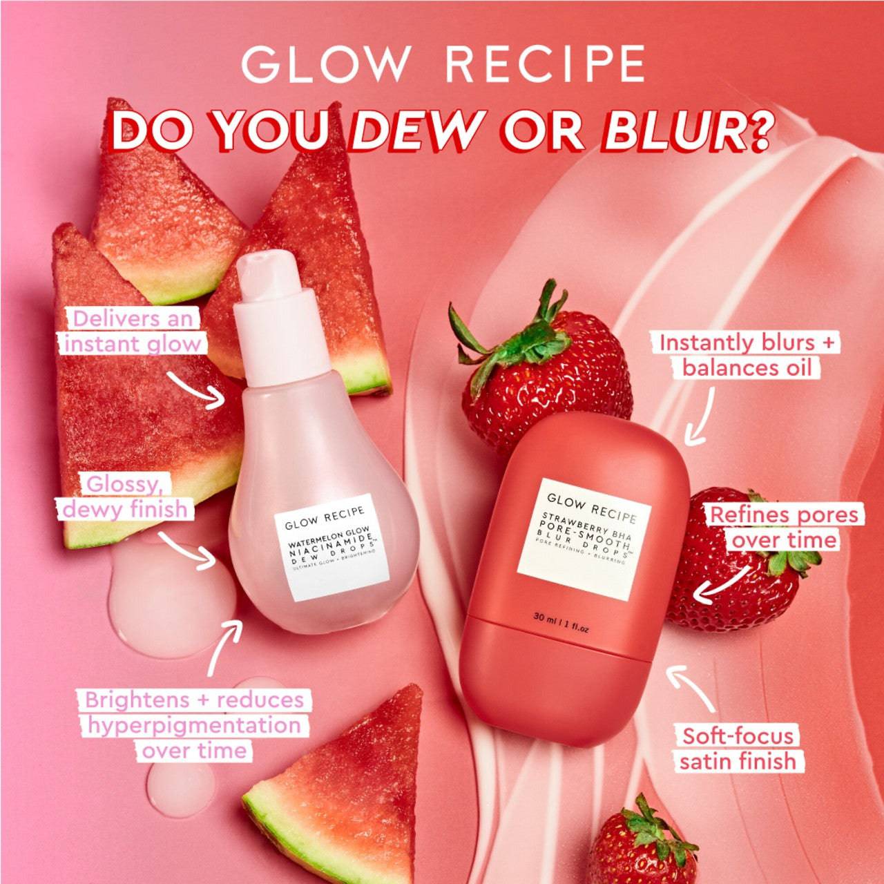 Glow Recipe Strawberry BHA Pore-Smooth Blur Drops - Volare Makeup